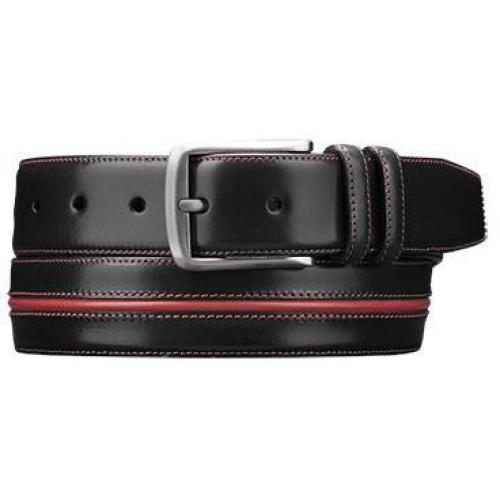 Mezlan Black / Red Genuine Calfskin Belt - AO9651